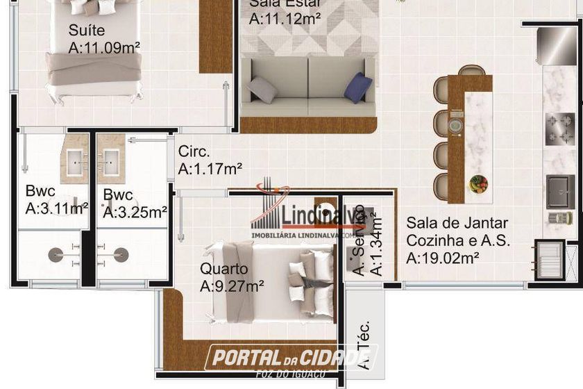 Apartamento &agrave; venda - 66m&sup2; - Jardim Cl&aacute;udia