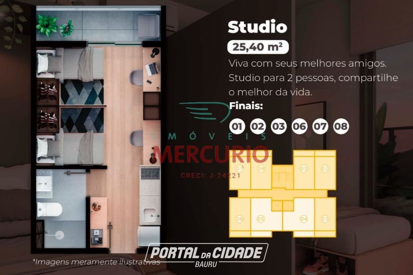 Apartamento &agrave; venda - 25m&sup2; - Vila Cidade Universit&aacute;ria
