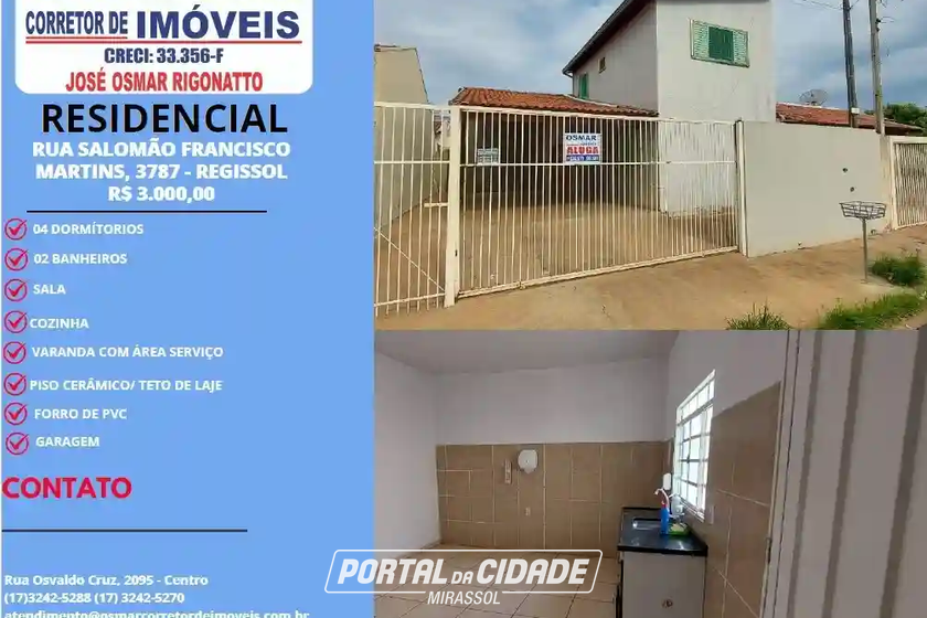 Sobrado para alugar - 159m&sup2; - Regissol 1