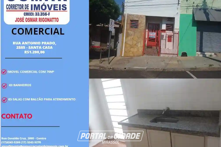 Ponto Comercial para alugar - 70m&sup2; - Santa Casa