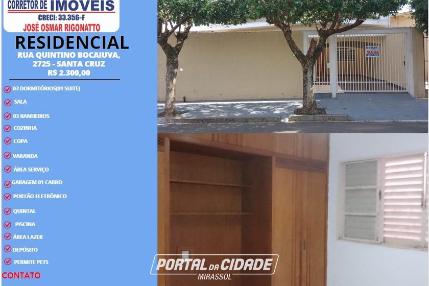 Casa para alugar - 205m&sup2; - Santa Cruz
