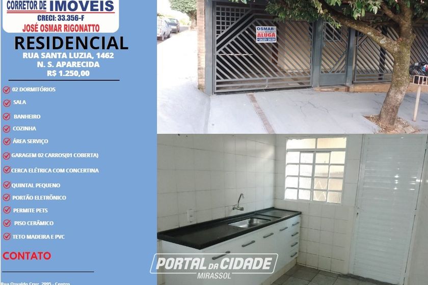 Casa para alugar - 110m&sup2; - Jardim Nossa Senhora Aparecida