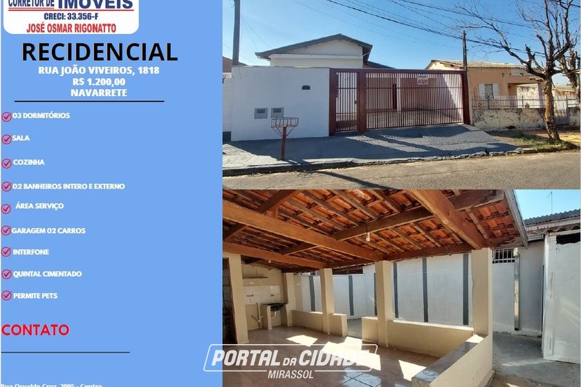 Casa para alugar - 100m&sup2; - Parque Jos&eacute; Maria Navarrete