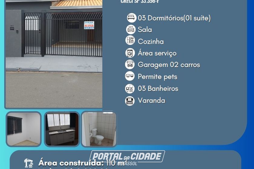 Casa para alugar - 109m&sup2; - Residencial Regissol I