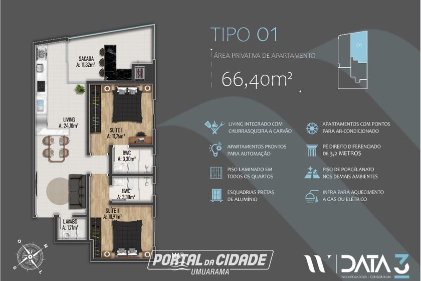 Apartamento &agrave; venda - 57m&sup2; - Alto Pequer&ecirc;