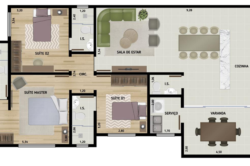 Apartamento &agrave; venda - 120m&sup2; - Av. Rio Grande do Sul