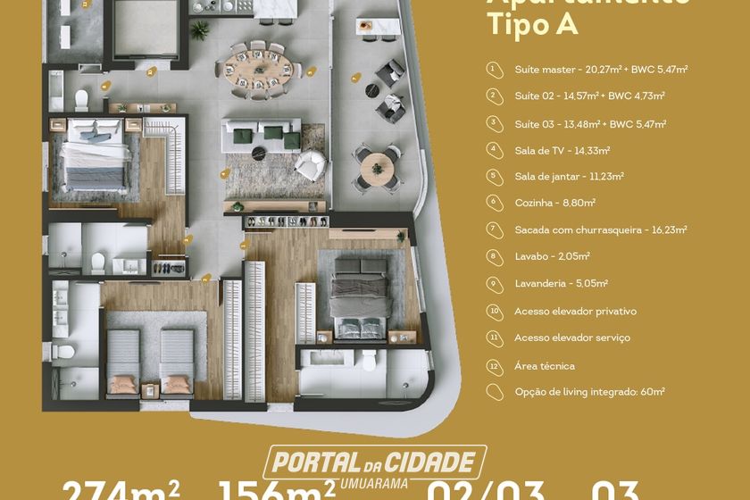 Apartamento &agrave; venda - 156m&sup2; - Zona I