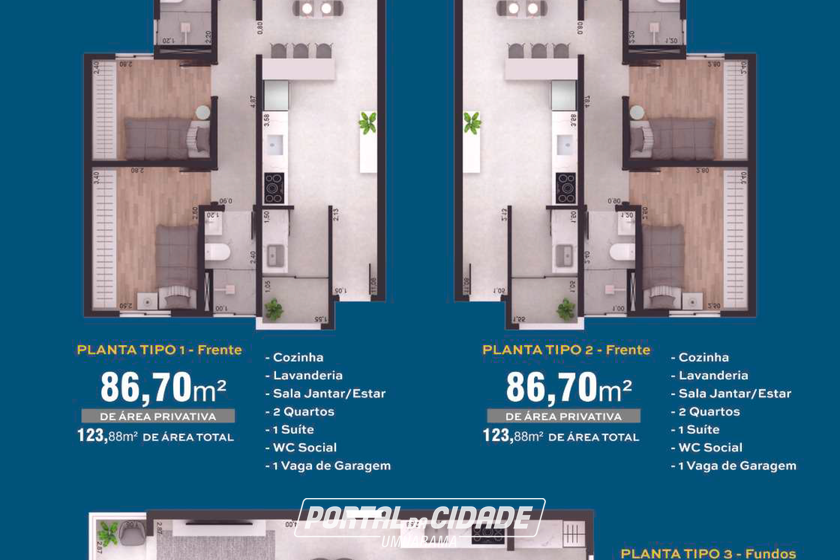 Apartamento &agrave; venda - 66m&sup2; - Zona III