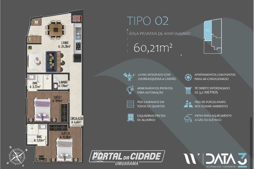 Apartamento &agrave; venda - 57m&sup2; - Alto Pequer&ecirc;