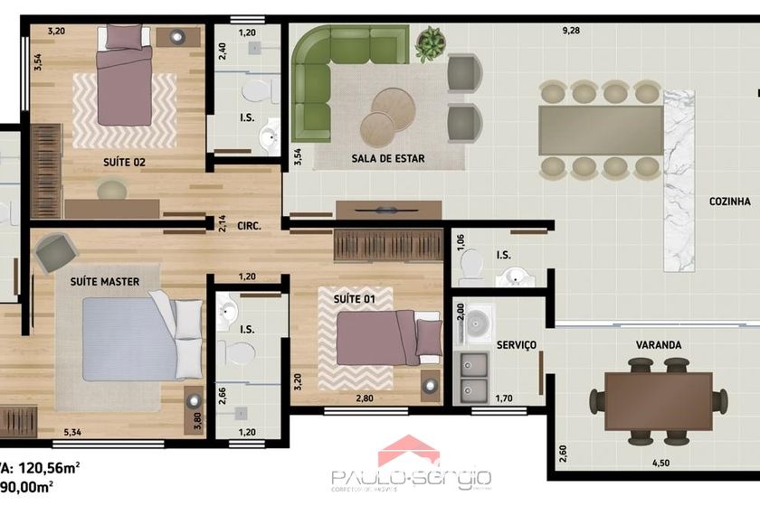 Apartamento &agrave; venda - 123m&sup2; - Jardim Am&eacute;rica
