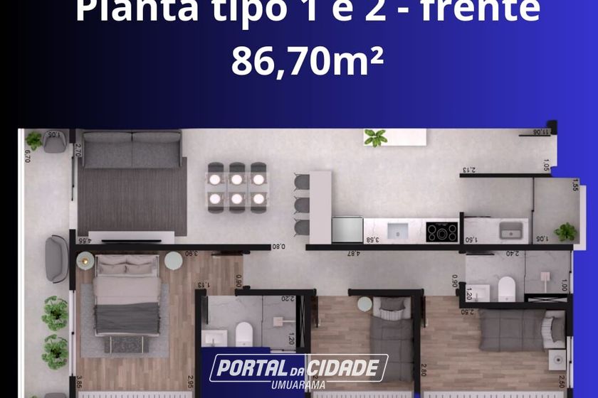 Apartamento &agrave; venda - 86m&sup2; - Zona III
