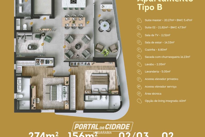 Apartamento &agrave; venda - 156m&sup2; - Zona I