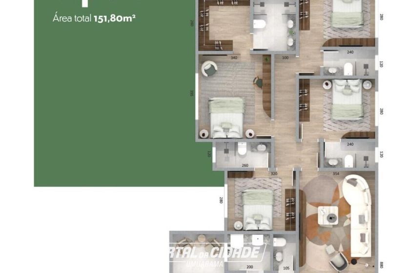 Apartamento &agrave; venda - 151m&sup2; - Porto Fino Residence