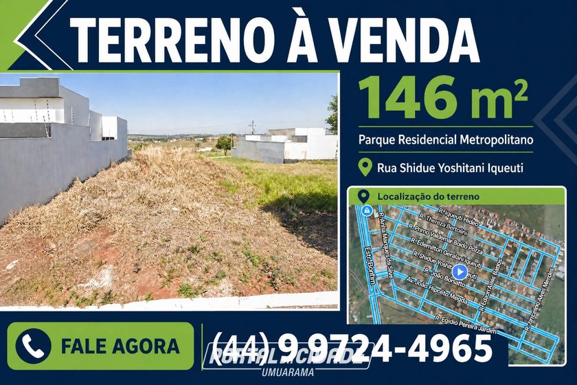 Terreno &agrave; venda - 146m&sup2; - Parque Residencial Metropolitano