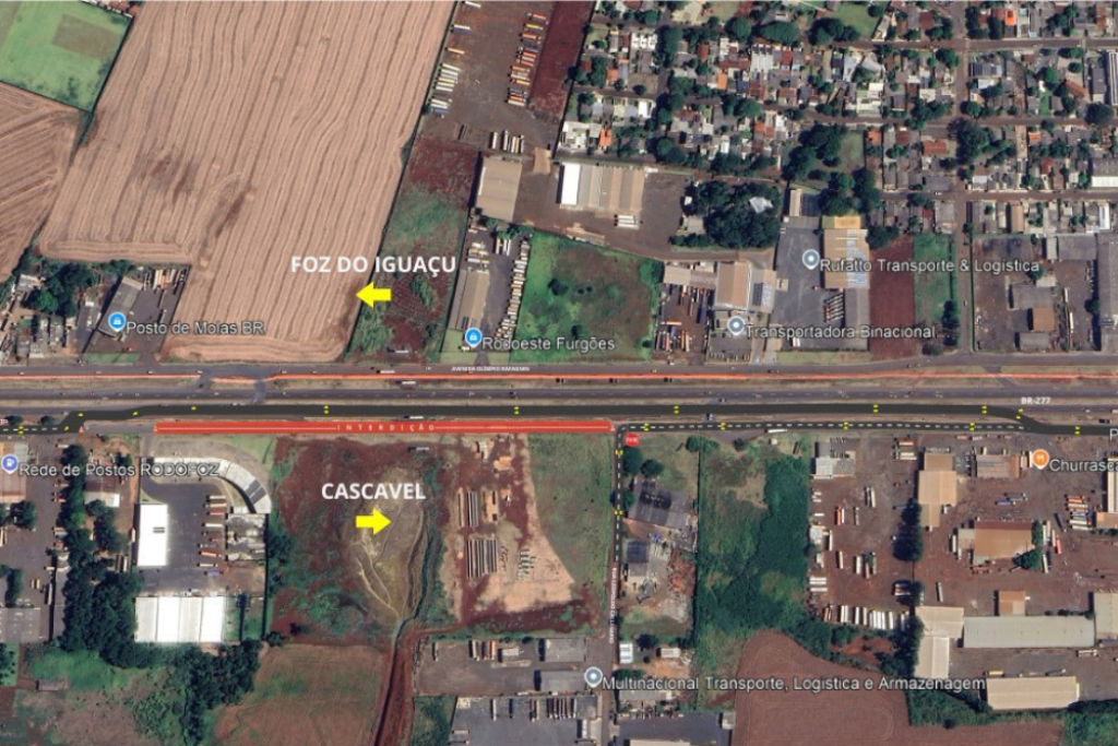 Via marginal da BR-277 será interditada para avanço da Perimetral Leste