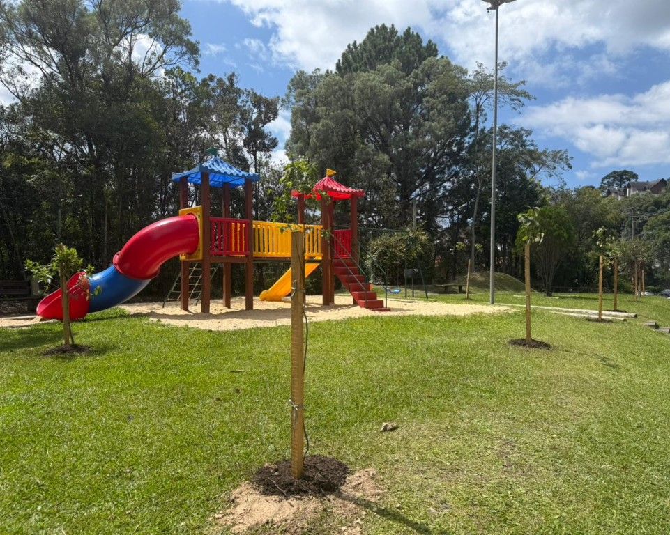 Praça de lazer do bairro Prinstrop em Gramado recebe plantio de árvores