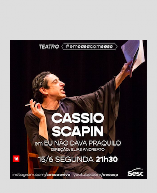 Cássio Scapin faz solo em homenagem à Myriam Muniz, hoje às 21h30