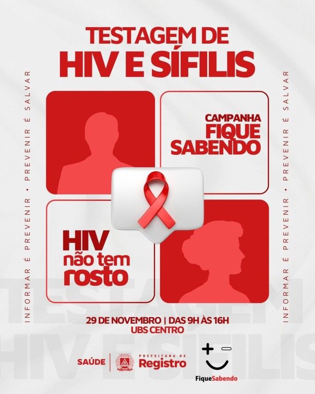 Registro promove “Fique Sabendo” com testagem gratuita para HIV e Sífilis