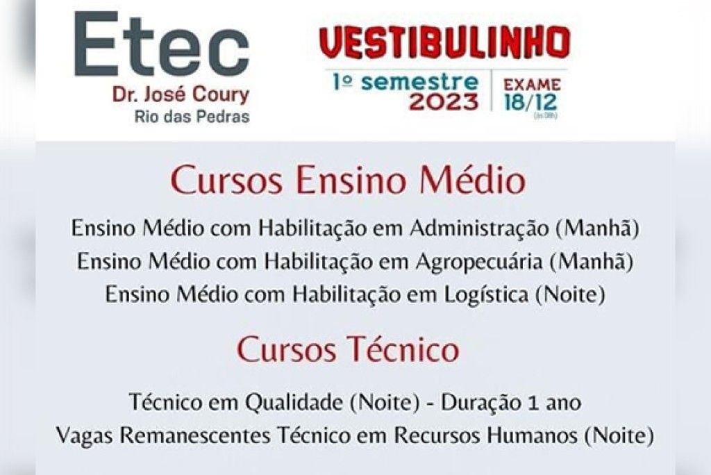 ETEC SÃO JOSÉ DO RIO PRETO 2021 → Cursos, Inscrições, Telefone