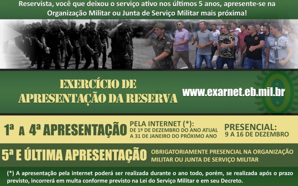 Exército convoca reservistas para atualizar dados cadastrais