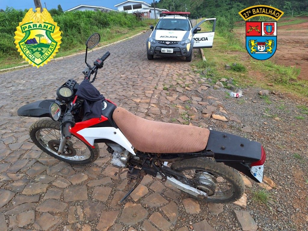 POLÍCIA MILITAR FLAGRA CONDUTOR DE MOTO SEM CNH EM VICINAL DE